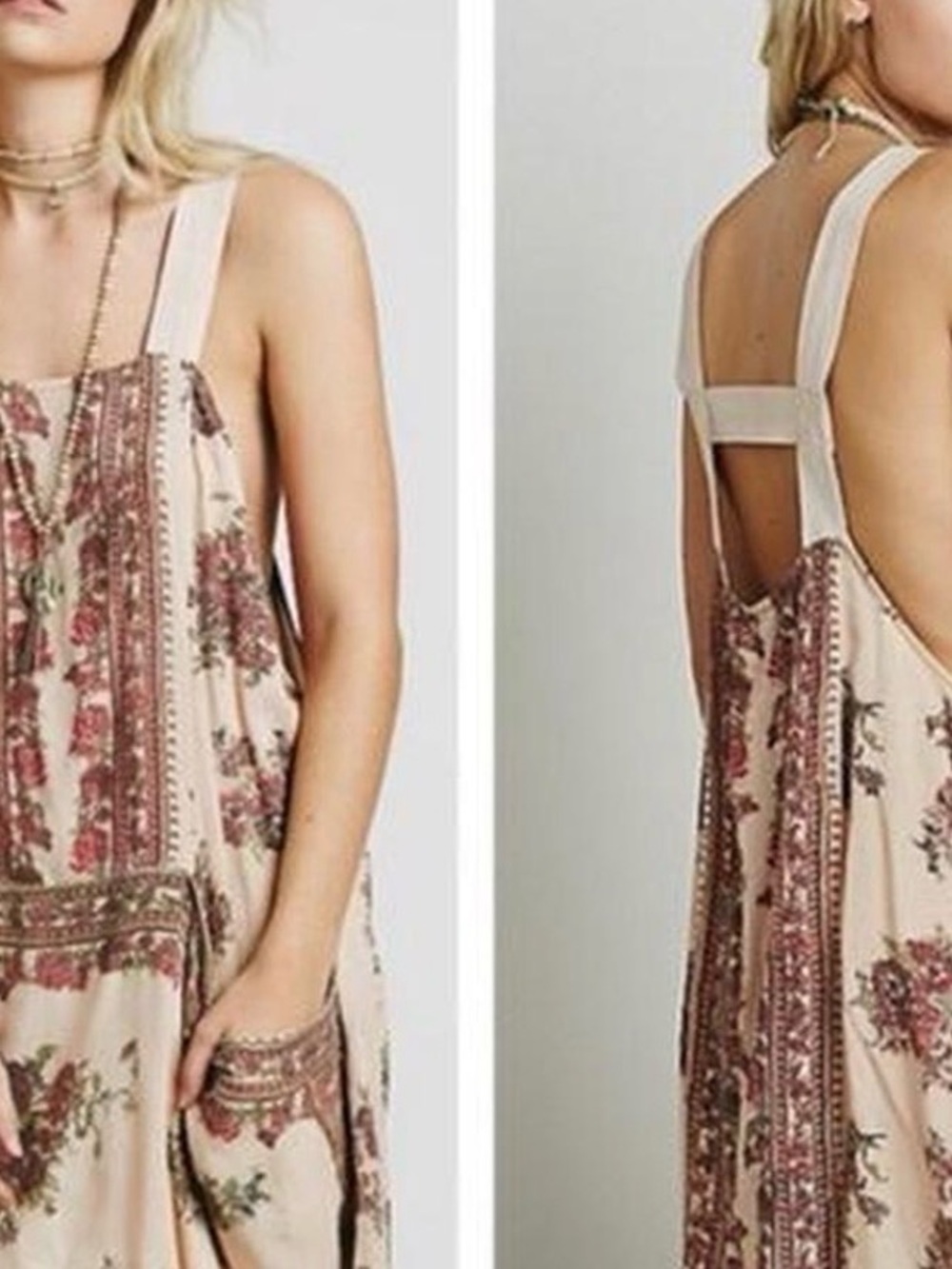 Free People Blush Floral Backless Maxi Dress